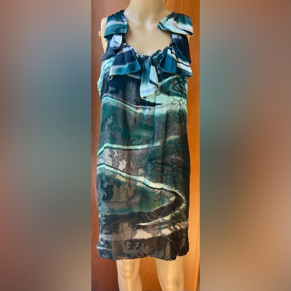 POLECI Green & Black Gently Glittered Shirt Dress Size 4